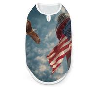 Eagle1 Lighthouse U.S. Flag Breathable Dog Shirts Clothes Printed Sleeveless Vest Soft Summer Tank Top for Small Medium Large Pet