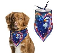 Eagle1 U.S. Flag Heart Dog Bandanas Puppy Triangle Kerchief Cat Scarfs Washable Bibs Pet Gifts