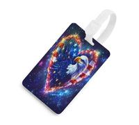 Eagle1 U.S. Flag Heart Luggage Tag with Name ID Card for Suitcase Cute Printed Travel Bag Labels