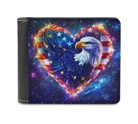 Eagle1 U.S. Flag Heart Slim Wallet Bifold Credit Card Holder Case PU Pouch Purse for Men Women