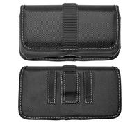 Eaglecell Nylon Cellphone Holster for iPhone 12/13/14 Pro Max/Plus, LG K92, Galaxy A03S A13 S10 5G S22 Plus, TCL 30V 30XE 30XL - Horizontal Case Canvas Waist Carrying Pouch with Belt Clip/Loops, Black