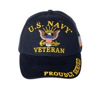 EagleEmblems Inc. United States Navy Veteran Proudly Served Blue Hat Cap USN