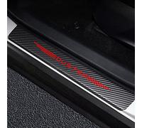 EAGLEG 4 pcs Car Door Sill Protector Strips for Ren-ault Dacia Duster, Carbon Fiber Threshold Stickers Kick Plates Trim Film Auto Body Styling Accessory,Red