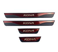 EAGLEG 4 Pcs Stainless Steel Car Door Sill Protector for Hyun-dai Kona EV 2017-2021 2022, Auto Welcome Pedal Kick Plates Scuff Guard Styling Decoration Accessory,Red