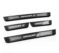 EAGLEG 4 pcs Stainless Steel Car Door Sill Protector for Mazda 2 2015 2016 2017 2018 2019, Welcome Pedal Scuff Guard Non-Slip Auto Styling Decoration Accessory,Black