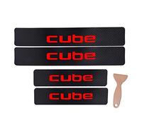 EAGLEG 4pcs Anti Scratch Car Door Stickers, Carbon Fiber Door Sill Protector Scuff Plate Guard Car Decorative Styling Accessories for NIS-san Cube,Red