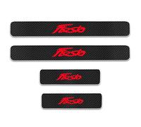 EAGLEG 4Pcs Car Carbon Fiber Door Sill Kick Plates, for Fo- rd Fiesta, Outer Door Sill Welcome Pedal Scuff Guard Threshold Plate Sticker Trim Protection Accessories,Red