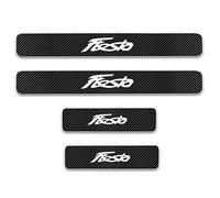 EAGLEG 4Pcs Car Carbon Fiber Door Sill Kick Plates, for Fo- rd Fiesta, Outer Door Sill Welcome Pedal Scuff Guard Threshold Plate Sticker Trim Protection Accessories,White