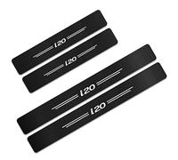 EAGLEG 4Pcs Car Door Sill Guard Protector Scuff Kick Plate for Hyun-dai i20, Carbon Fiber Step Pedal Stickers with Logo Insignia Auto Accessories,White