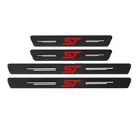 EAGLEG 4pcs Car Outer Door Sill Protector Kick Plates for Fo-rd Focus Fiesta Kuga Fusion Edge ST-Line S-max ST, Carbon Fiber Accessories Scuff Guard Threshold Cover Pedal, Trim Non-Slip, ST Red