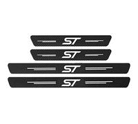 EAGLEG 4pcs Car Outer Door Sill Protector Kick Plates for Fo-rd Focus Fiesta Kuga Fusion Edge ST-Line S-max ST, Carbon Fiber Accessories Scuff Guard Threshold Cover Pedal, Trim Non-Slip, ST White