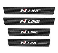 EAGLEG 4pcs Car Outer Door Sill Protector Kick Plates for Hyun-dai Accent Tucson KONA CRETA I20 I30 IX20 IX35, Carbon Fiber Accessories Scuff Guard Threshold Cover Pedal, Trim Non-Slip, N LINE