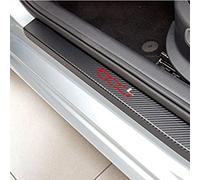 EAGLEG 4Pcs Carbon Fiber Car Door Sill Guard Protector Scuff Kick Plate For Fi-at 500 500x 500l panda TIPO PUNTO BRAVO Step Pedal Stickers Strips Cover Trim with Logo Insignia, 500l Red