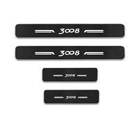EAGLEG 4Pcs Carbon Fiber Car Door Sill Protector for Peu-geot 3008, Door Sill Scuff Guard Cover Pedal Sticker Decor Accessories,White