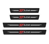 EAGLEG 4pcs Door Sills Scuff Plate Sticker for Fo-rd Fiesta Focus Etc Multi Model Series, Carbon Fiber Car Door Sill Protector Film Welcome Pedal Plate Guards Strip Car Styling Accessories, ST LINE