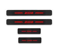 EAGLEG Car Door Sill Protector for Peu-geot 2008 4PCS Car Door Sill Scuff Plate Carbon Fiber Stickers Accessories,Red