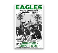 Eagles Band Signed Poster Print - Hotel California Classic Rock Fan Gift - Limited Edition Memorabilia Wall Art - 70s Music Collectible (A3 Unframed)