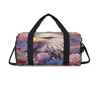 Eagles Flower Floral Sport Duffel Bag with Shoes Compartment Overnight Weekender Bags Travel Gym Luggage Organizer for Women Men Kids Girls Boys
