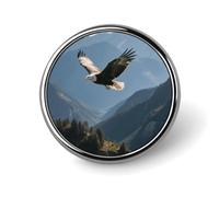Eagles Fly in The Valley Button Pins Round Badges Lapel Pins | 1 Inch Exquisite Metal Pin Badge, Smooth Alloy Circular Clothing Brooch Pin for Daily Clothing Decoration Gift