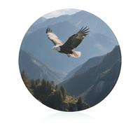 Eagles Fly in The Valley Cutting Board with Non-Slip Feet Large Round Butcher Block Sturdy Tempered Glass Chopping Board Scratch Resistant Chopping Block for Kitchen Outdoor