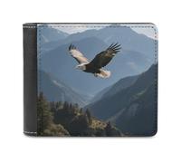Eagles Fly in The Valley Leather Wallet Slim Bifold Wallet Credit Card Holder Fashion Billfold Purse Adult Front Pocket Wallets