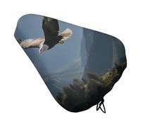 Eagles Fly in The Valley Padded Bike Seat Cover with Drawstring and Spring Buckle, Waterproof Bicycle Seat Cushion Extra Wide, Soft Comfort Bicycle Saddle for Mountain Exercise Road Bikes