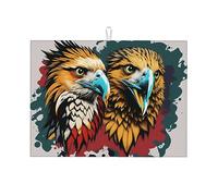 Eagles Head Pattern Print Kitchen Tableware Drying Pad Microfiber Absorbent Dishes Drainer Mats , 18x24 In
