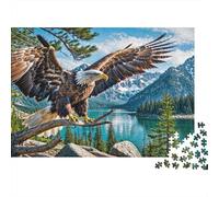 Eagles Jigsaw Puzzle Mountain Lake Perch 1000 Piece Recycled Paper Adults Jigsaws Fun Game Family Activity Home Decoration Great Gift Idea 38x26cm/1000pcs