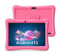 EagleSoar Kids Tablet 10 inch Android 13 with protective Case for Kids 3-12 Ages 32GB Expandable to 128GB, Dual Cameras, GPS, Pre-Installed Apps, Kids tablets with Parental Controls（Pink）