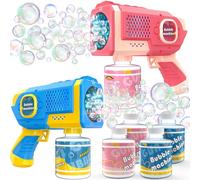 EagleStone 2 Pack Bubble Guns for Kids Automatic Bubble Machine with Lights