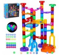 EagleStone 79PCS Transparent Glow Marble Run Construction Marble Maze Toy