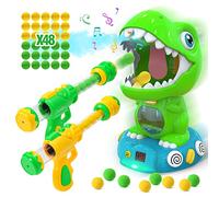 EagleStone Movable Dinosaur Shooting Toy for Kids 5-7 with Spray, Electronic Target Game, 2 Pump Guns, 48 Foam Balls, Score Record, Sound,Christmas Party Favor Gift