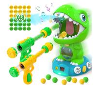 EagleStone Movable Dinosaur Shooting Toy with Spray, Electronic Walking Target Game, 2 Pump Guns & 48 Foam Balls, Score & Sound Blaster Gift for Kids 5-7
