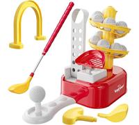 EagleStone Toddler Golf Set with Foot Pedal Launcher, Kids Golf Toy for Ages 3-8, Includes Adjustable Golf Club, 15 Balls & Golf Cart, Indoor&Outdoor Sports Gift for Boys and Girls, Red
