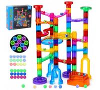 EagleStone Transparent Marble Run with 15 Glow in the Dark Glass Marbles