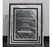 EAGLEWIZ BLACK DOUBLE GLITTER BLING GLASS PHOTO FRAME Silver Photo Frame 7" x 5"