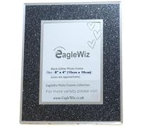 EagleWiz Black Glitter Picture Frame Bling Glass photo frame silver Sparkle Photo Frame 6" x 4" (15cm x 10cm)