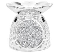 EagleWiz Crushed Crystal Sparkle Ceramic Diamante Oil Burner Wax Melter Beautiful Silver 8cm