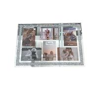 EagleWiz Crystal crushed jewel mirrored diamond Effect 6 Collage Photos Wall Frame Silver Mirror affect 4x6inch Wedding Gift