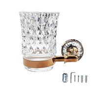 Eaglewiz Crystal Toothbrush Holder Wall-Mounted Glass Tumbler Rose Gold Finish, Elegant Glass Cup Holder Bathroom Accessory (RoseGold)