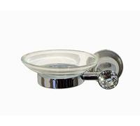 Eaglewiz Diamond Glass Soap Dish with Chrome Wall Mount, Diamond Crystal Accent, Bathroom Accessory