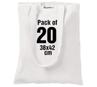 EagleWiz Natural Cotton Canvas Tote bag, 20 pack 15 X 16 inch reusable grocery bags, 5oz cotton canvas tote, eco friendly super strong washable great choice for promotion branding and gift