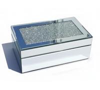 Eaglewiz Silver Multi Crystal Diamante Mirrored Glass Jewels Jewellery box Storage Chest Diamante Box Jewelry Women Trinket Drawer Organiser Boxes Makeup Container Dressing Table