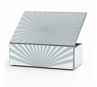 EagleWiz SunRays Glass Mirrored Jewellery Box Sun Rays Modern Silver Trinket Storage Box Earrings Rings Jewelry Keepsake Display Case Birthday, Wedding, Mothers Days Gifts Room Decor