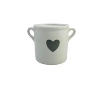 EagleWiz White Ceramic Planter Pot attractive heart shape with Handles ideal for indoor plants available in 3 sizes (15cm)