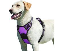 Eagloo Dog Harness Large Dog, No Pull Harness with Front Back Clips, Adjustable Pet Walking Vest, Soft Padded Pet Vest, Reflective No-Choke Breathable with Easy Control Handle, Purple, L