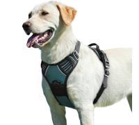 Eagloo Dog Harness Large Dog, No Pull Harness with Front Back Clips, Adjustable Pet Walking Vest, Soft Padded Pet Vest, Reflective No-Choke Breathable with Easy Control Handle, Dark Green, L