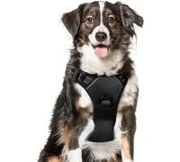 Eagloo Dog Harness Large Dog, No Pull Harness with Front Back Clips, Adjustable Soft Padded Pet Walking Vest, Reflective No-Choke Breathable with Easy Control Handle, Black, L