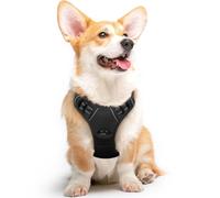 Eagloo Dog Harness Medium, No Pull Harness with Front Back Clips, Adjustable Dog Walking Vest, Soft Padded Pet Vest, Reflective No-Choke Breathable with Easy Control Handle, Black, M