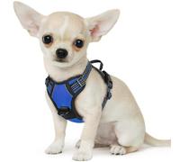 Eagloo Dog Harness Small Dog, Adjustable Soft Padded Pet Vest, Front Clip No Pull Pet Walking Harness, Reflective No-Choke Breathable Puppy Vest with Easy Control Handle, Blue, XS